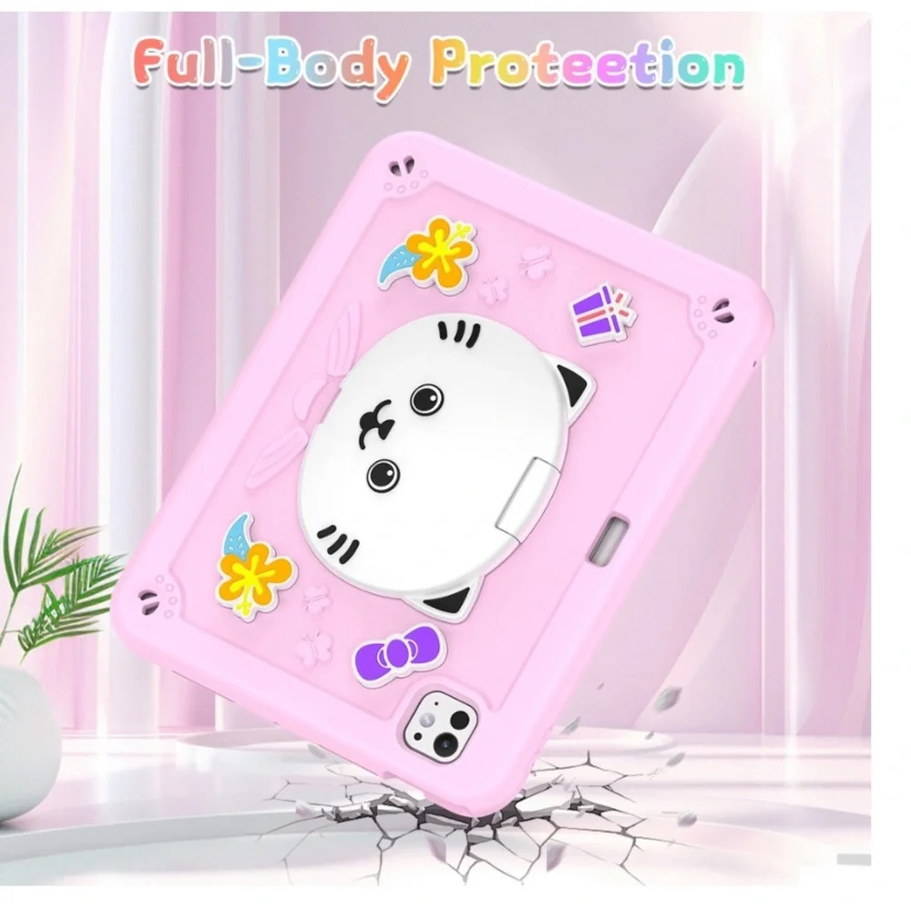 NEW IPAD PRO 11 2024 TABLET CASE HOLDER SILICONE HYBRID PC STRAP CHERRY BLOSSOM